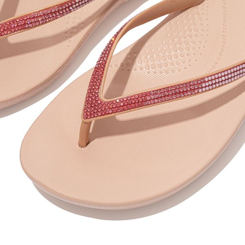 Pink Women's FitFlop Iqushion Ombre Sparkle Flip Flops | 793RUAITE