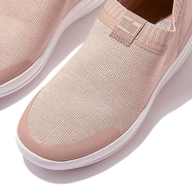 Pink / White Women's FitFlop Uberknit Slip On Sneakers | 847SZTVUH