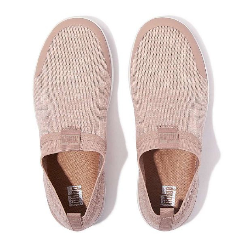 Pink / White Women's FitFlop Uberknit Slip On Sneakers | 847SZTVUH