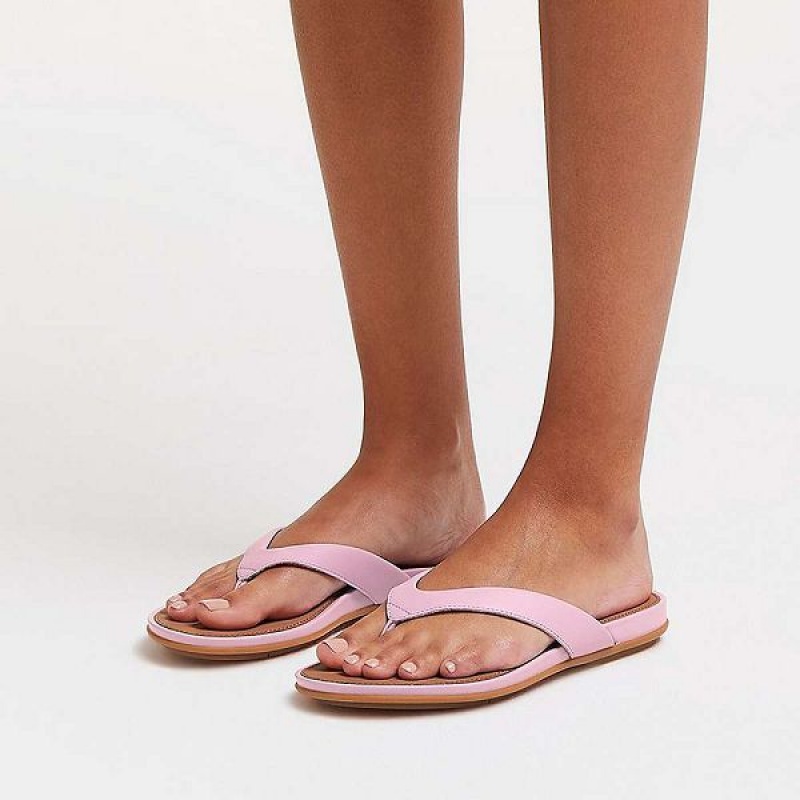 Purple Women's FitFlop Gracie Leather Flip Flops | 406GRBJYP