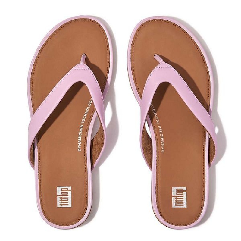 Purple Women's FitFlop Gracie Leather Flip Flops | 406GRBJYP