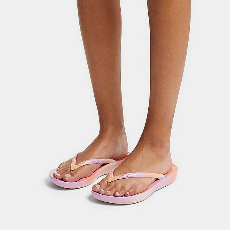 Purple Women's FitFlop Iqushion Iridescent Ergonomic Flip Flops | 932FYNEKZ