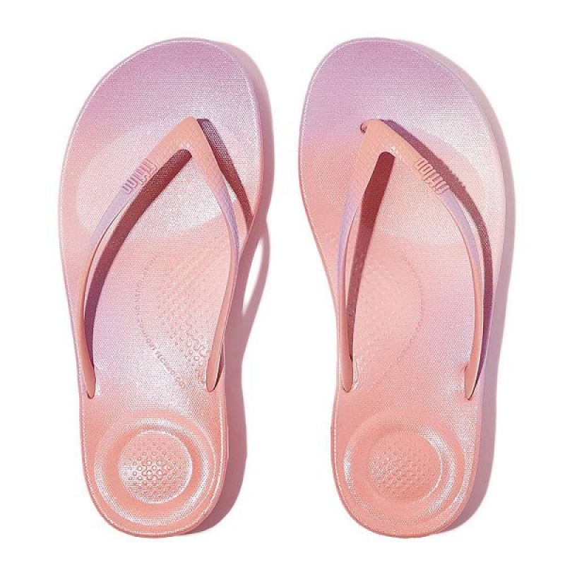 Purple Women's FitFlop Iqushion Iridescent Ergonomic Flip Flops | 932FYNEKZ