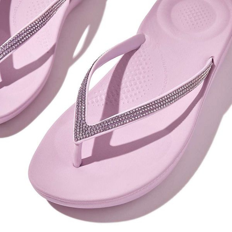 Purple Women's FitFlop Iqushion Ombre Sparkle Flip Flops | 678OVTRYE