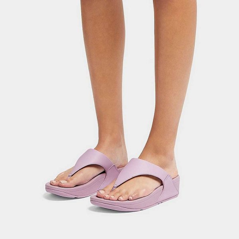 Purple Women's FitFlop Lulu Leather Toe-Post Sandals | 793IPLOFS