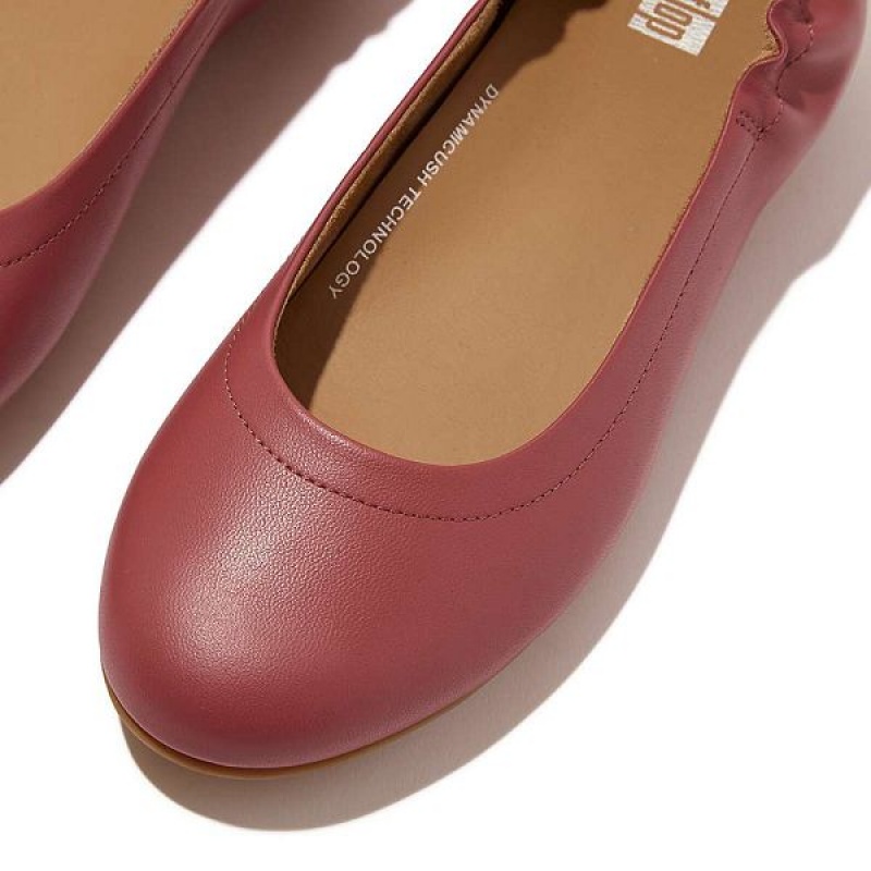 Red Women's FitFlop Allegro Soft Leather Ballet Pumps Ballet Flats | 476MYKNXG