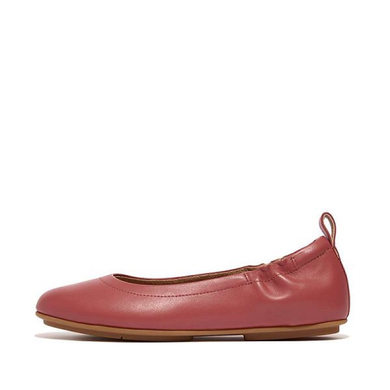 Red Women\'s FitFlop Allegro Soft Leather Ballet Pumps Ballet Flats | 476MYKNXG