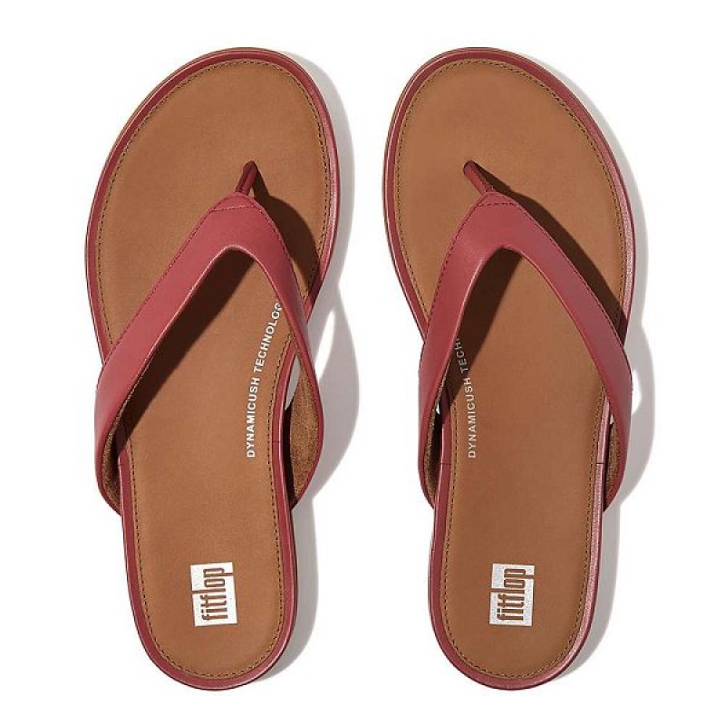 Red Women's FitFlop Gracie Leather Flip Flops | 164RJNOLC