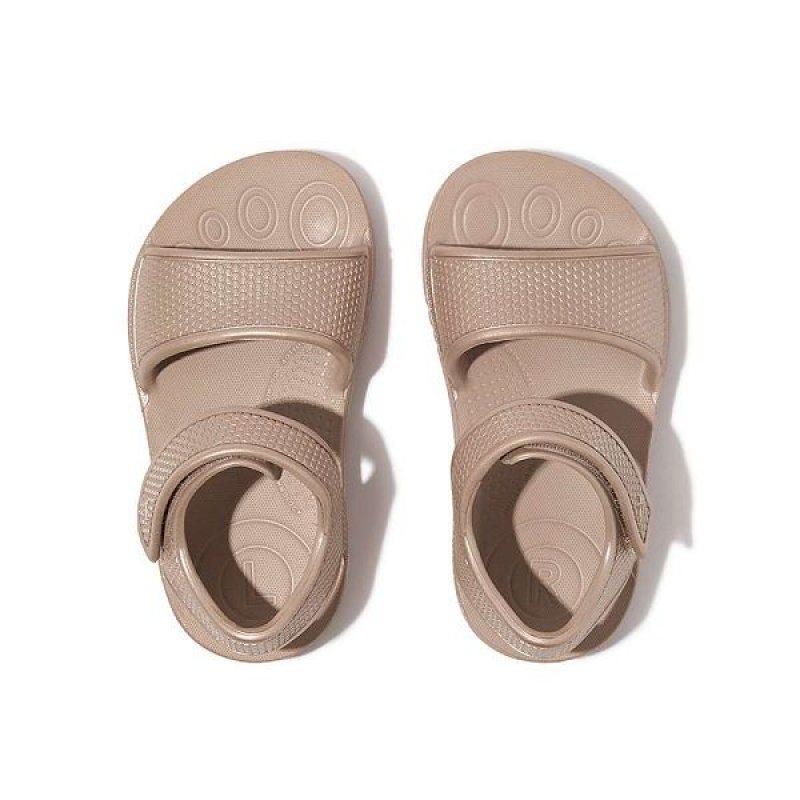 Rose Gold Kids' FitFlop Iqushion Toddler Shimmer Ergonomic Back-Strap Sandals | 504RTDEHK