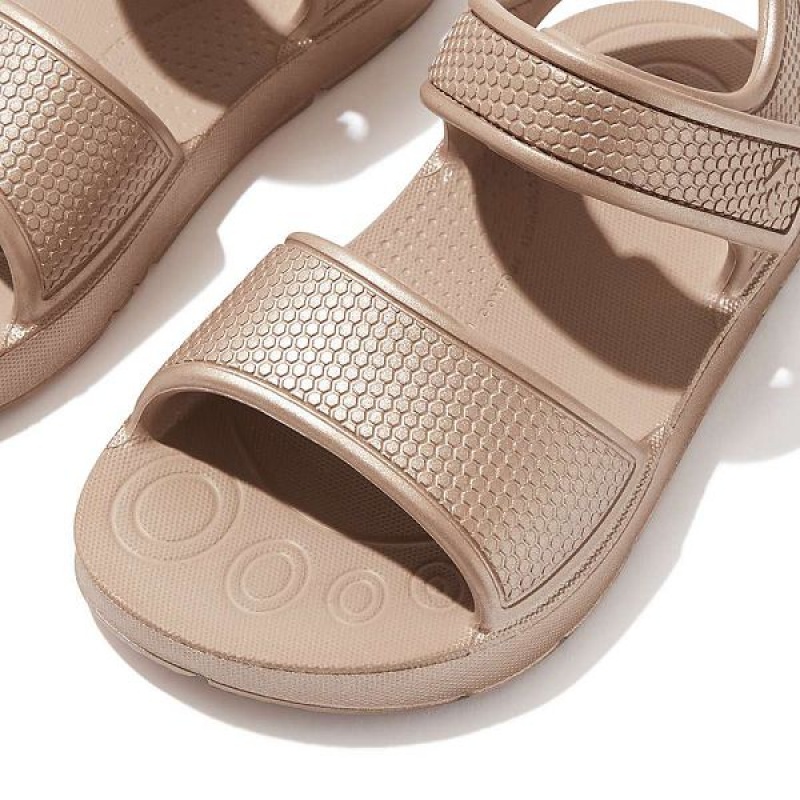 Rose Gold Kids' FitFlop Iqushion Toddler Shimmer Ergonomic Back-Strap Sandals | 504RTDEHK