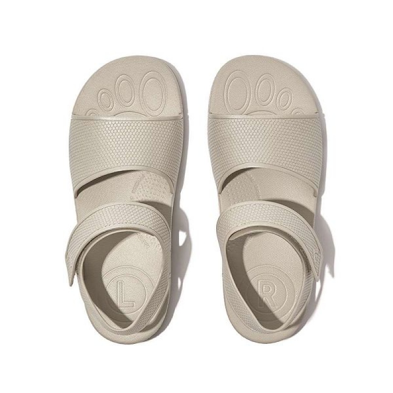 Silver Kids' FitFlop Iqushion Junior Shimmer Ergonomic Back-Strap Sandals | 976SNYHIJ