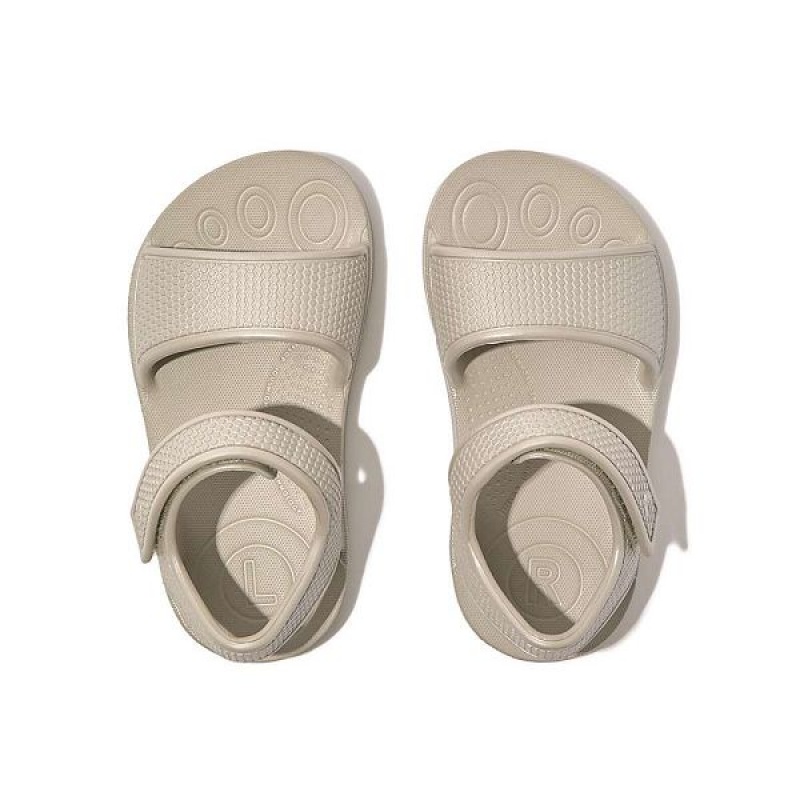 Silver Kids' FitFlop Iqushion Toddler Shimmer Ergonomic Back-Strap Sandals | 943PMFGEI