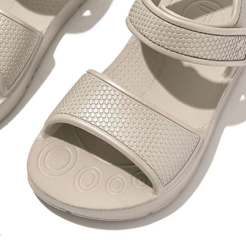 Silver Kids' FitFlop Iqushion Toddler Shimmer Ergonomic Back-Strap Sandals | 943PMFGEI