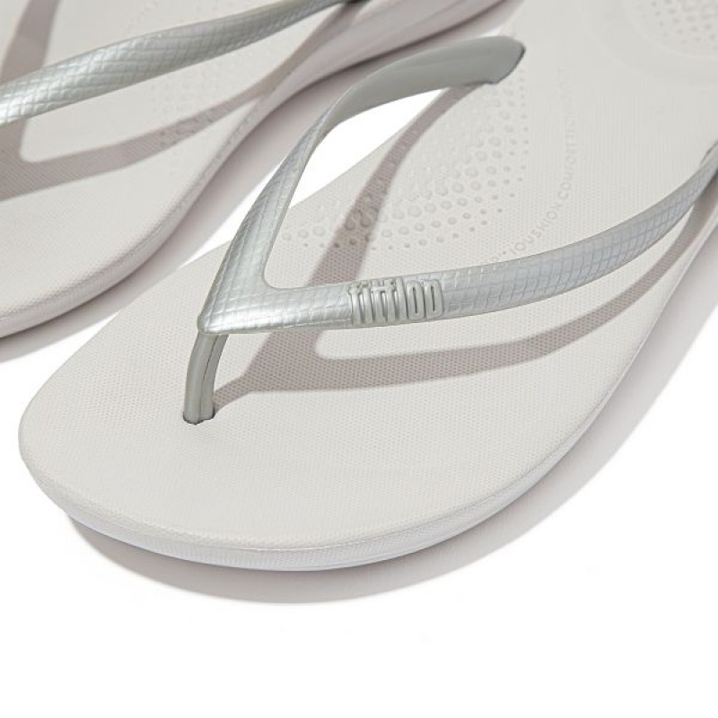 Silver Women's FitFlop Iqushion Ergonomic Flip Flops | 913CESITX