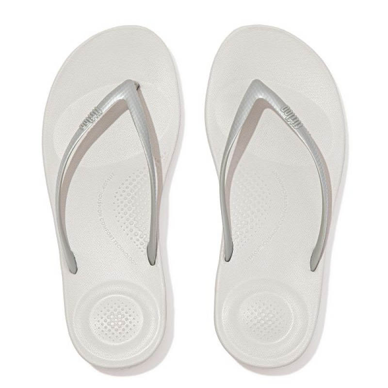 Silver Women's FitFlop Iqushion Ergonomic Flip Flops | 913CESITX