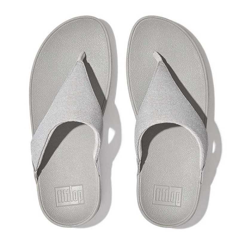 Silver Women's FitFlop Lulu Shimmerlux Toe-Post Sandals | 283HWGKFZ