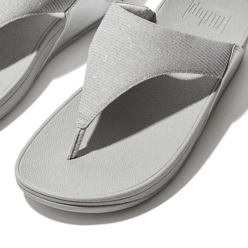 Silver Women's FitFlop Lulu Shimmerlux Toe-Post Sandals | 283HWGKFZ