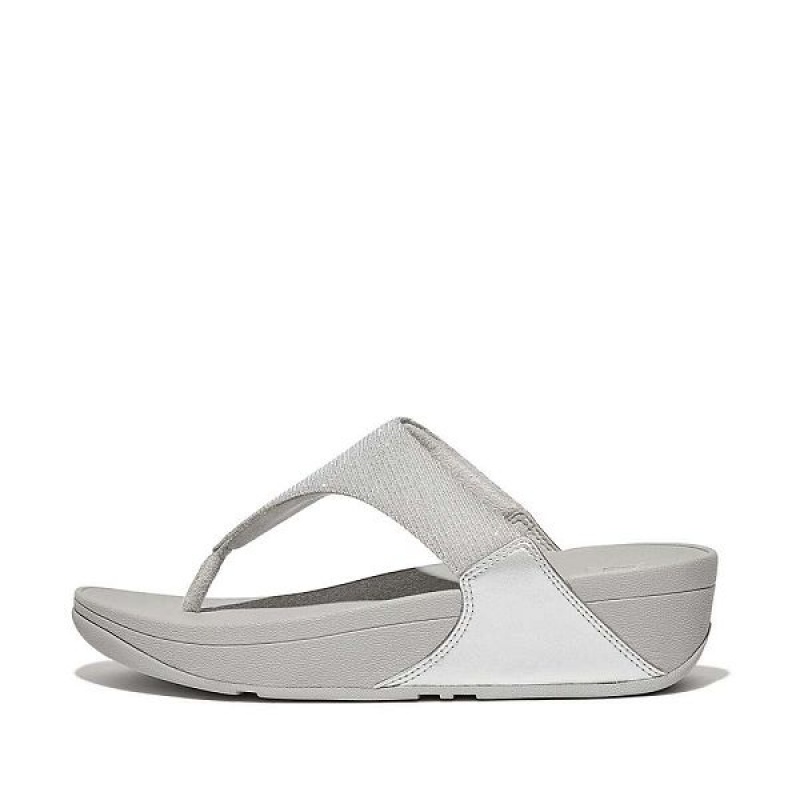 Silver Women\'s FitFlop Lulu Shimmerlux Toe-Post Sandals | 283HWGKFZ