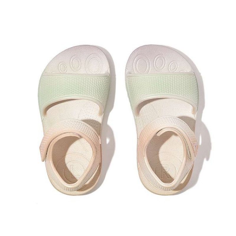 White Kids' FitFlop Iqushion Toddler Iridescent Ergonomic Back-Strap Sandals | 715TYBUQO