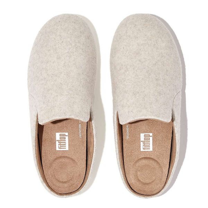 White Women's FitFlop Chrissie Ii Haus Felt Slippers | 130USVOPF