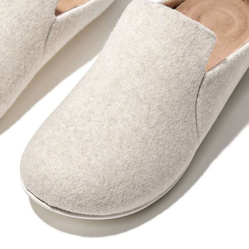 White Women's FitFlop Chrissie Ii Haus Felt Slippers | 130USVOPF