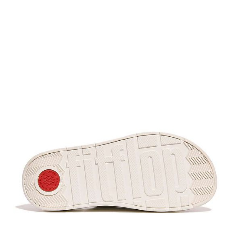 White Women's FitFlop Gen-Ff Buckle Two Bar Leather Slides | 403ZESVQK