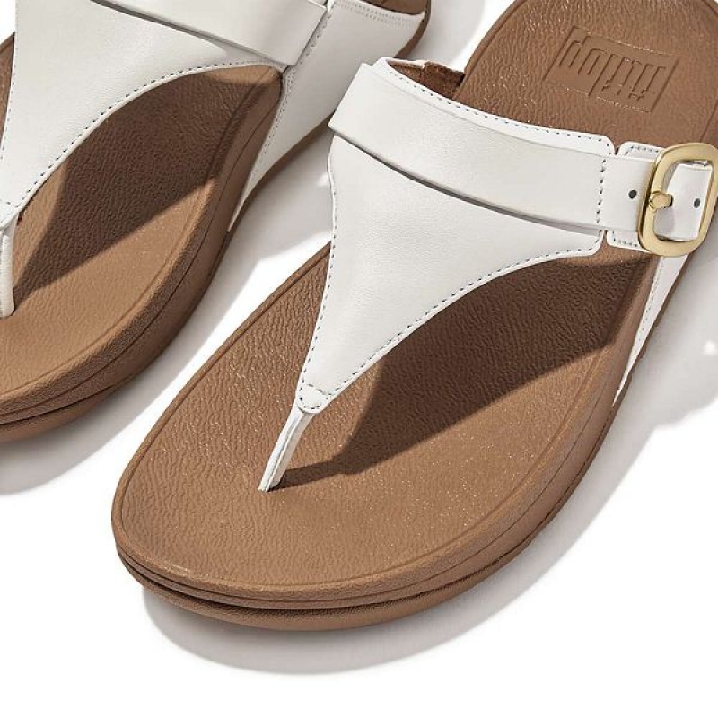 White Women's FitFlop Lulu Adjustable Leather Toe-Posts Sandals | 527LPNTSM