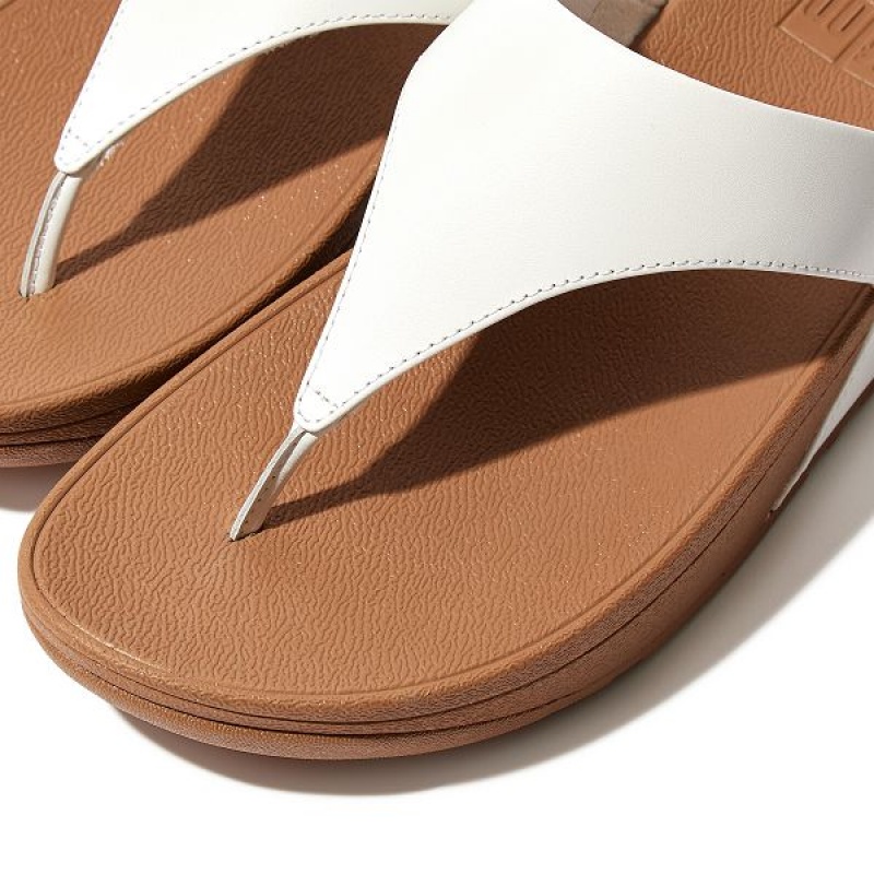 White Women's FitFlop Lulu Leather Toe-Post Sandals | 713JBDPYG