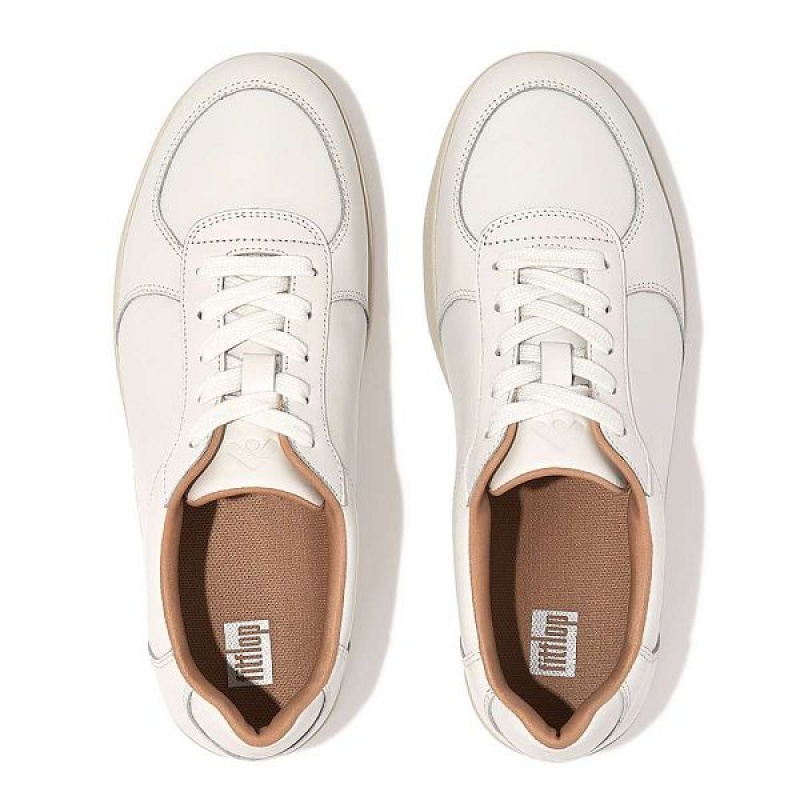 White Women's FitFlop Rally Leather Panel Sneakers | 326KZBCGV